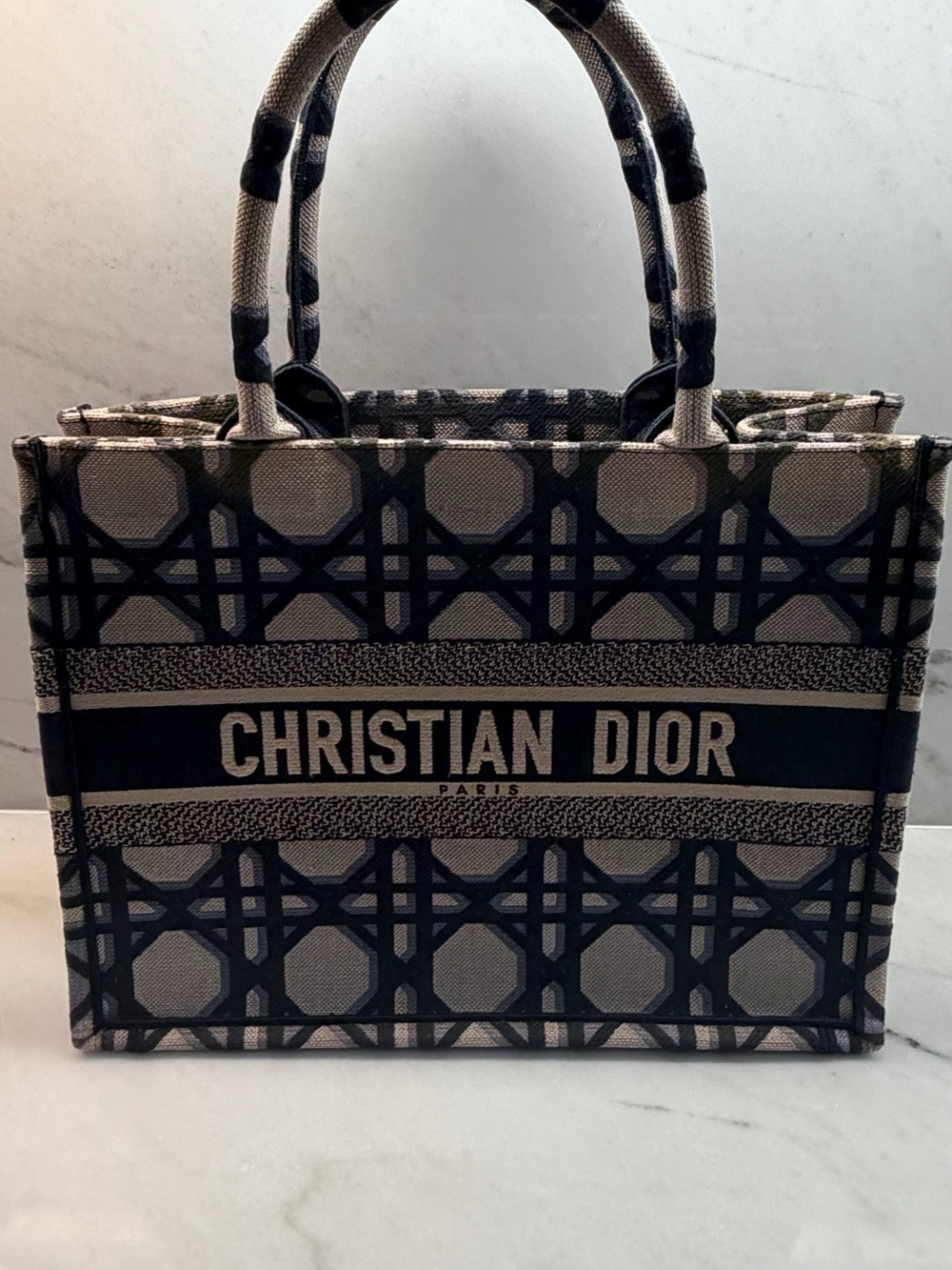 Dior Navy and Beige Christian Dior Canvas Tote